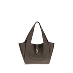 Brown calf leather Saint Laurent Bos Taurus shoulder bag with gold-tone hardware and structured design.