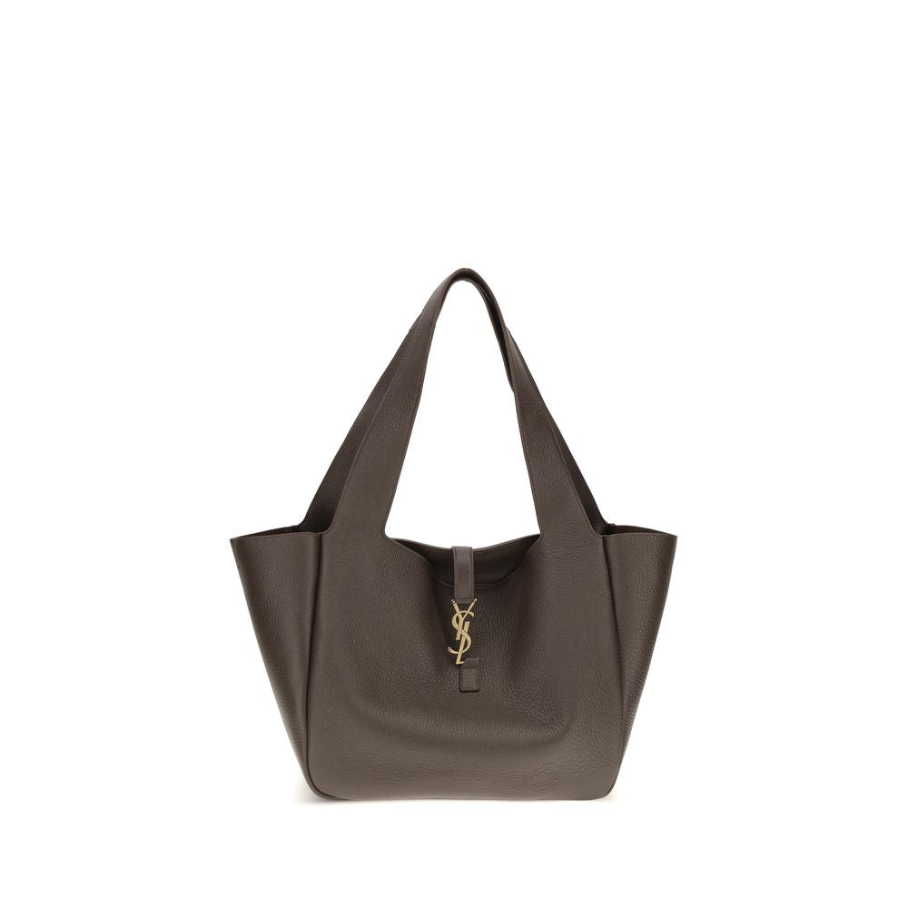 Brown calf leather Saint Laurent Bos Taurus shoulder bag with gold-tone hardware and structured design.
