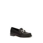 Ferragamo Black Calf Leather Bos Taurus Slip-On Loafers