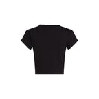 Black cotton T-shirt from Calvin Klein Jeans featuring a classic fit and minimalist design, shown on a hanger.
