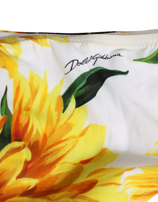 Dolce & Gabbana Yellow Nylon Sunflower Bikini Bottom Swimwear Dolce & Gabbana