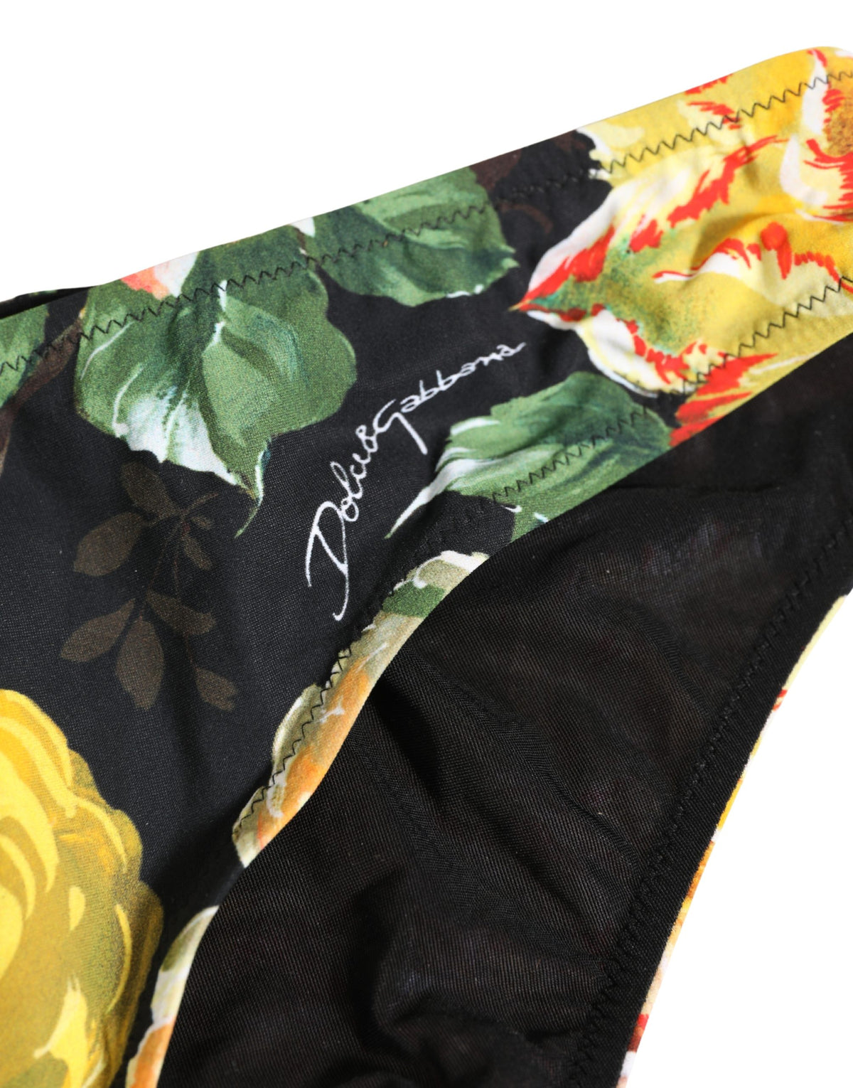 Dolce & Gabbana Black Nylon Floral Print Bikini Bottom Swimwear Dolce & Gabbana
