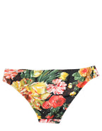 Dolce & Gabbana Black Nylon Floral Print Bikini Bottom Swimwear Dolce & Gabbana