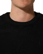 Dolce & Gabbana Black Cotton Floral Lace Crew Neck T-shirt Dolce & Gabbana