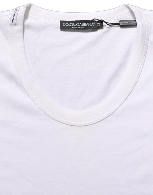 Dolce & Gabbana White Cotton Short Sleeve Round Neck T-shirt Dolce & Gabbana