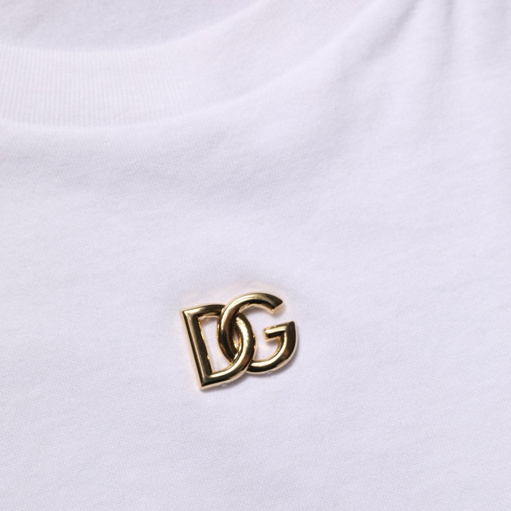 Dolce & Gabbana White Metal DG Logo Short Sleeves T-shirt Dolce & Gabbana