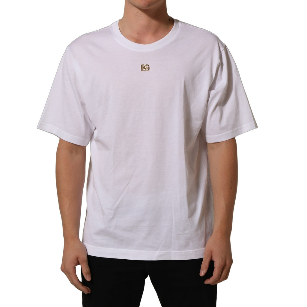 Dolce & Gabbana White Metal DG Logo Short Sleeves T-shirt Dolce & Gabbana