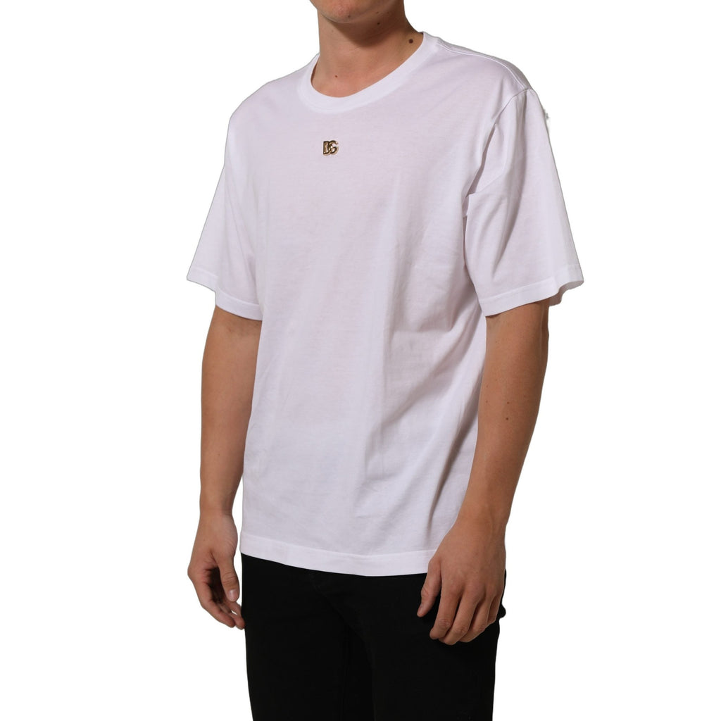 Dolce & Gabbana White Metal DG Logo Short Sleeves T-shirt Dolce & Gabbana
