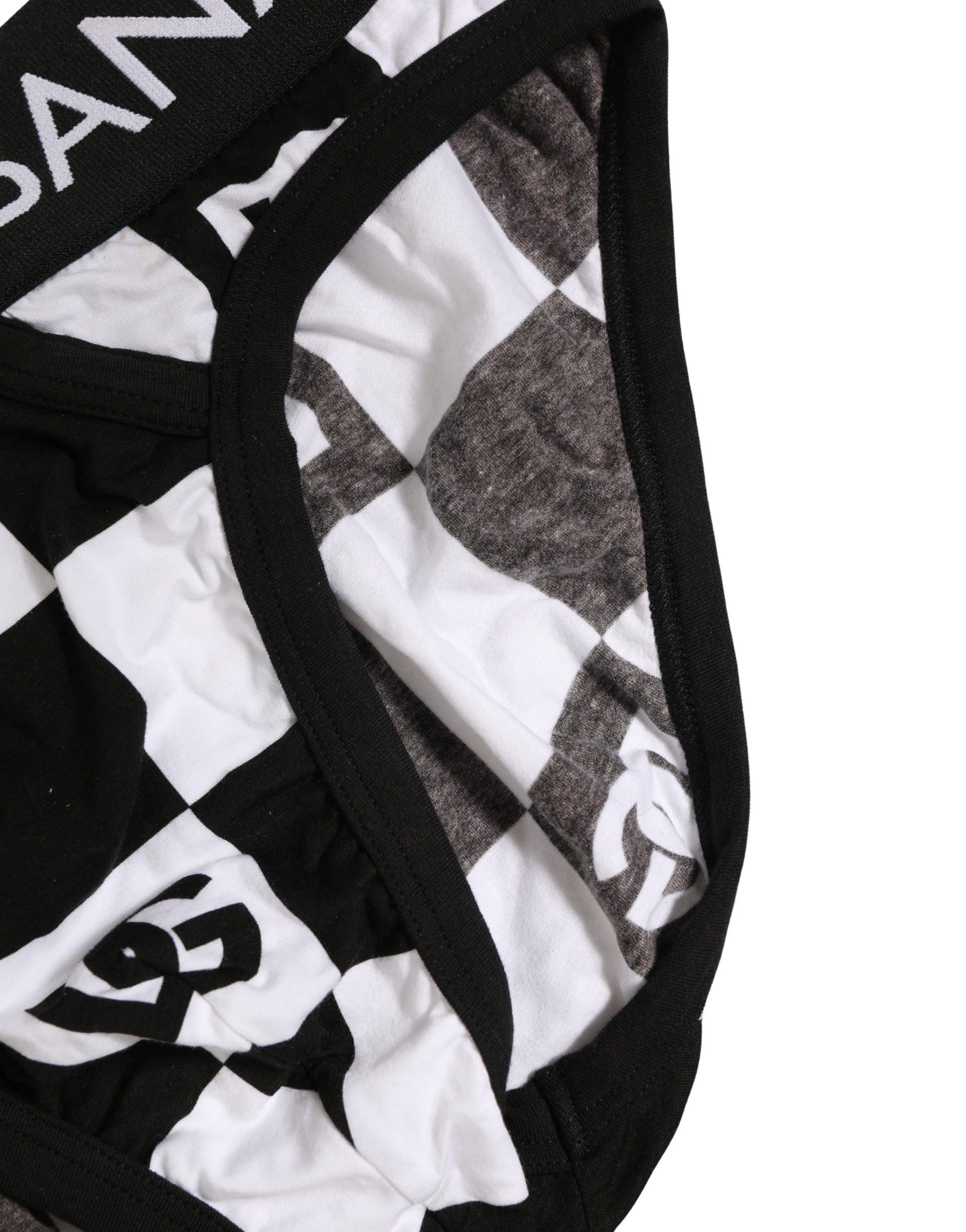 Dolce & Gabbana Black White Logo Checkered Midi Brief Underwear