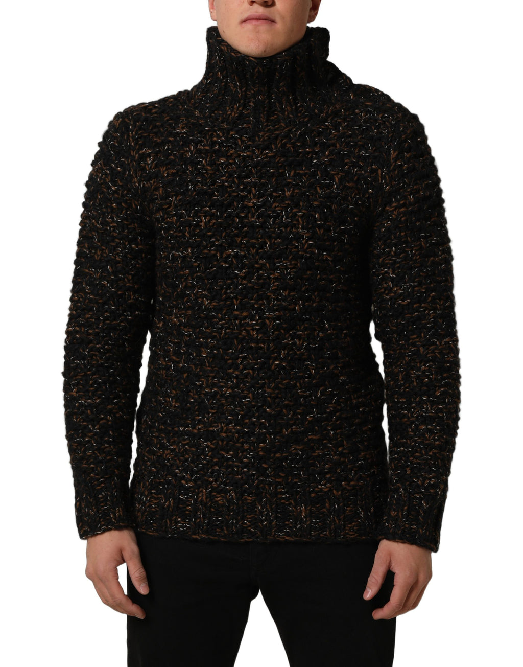 Dolce & Gabbana Brown Wool Knit Turtleneck Pullover Sweater Dolce & Gabbana