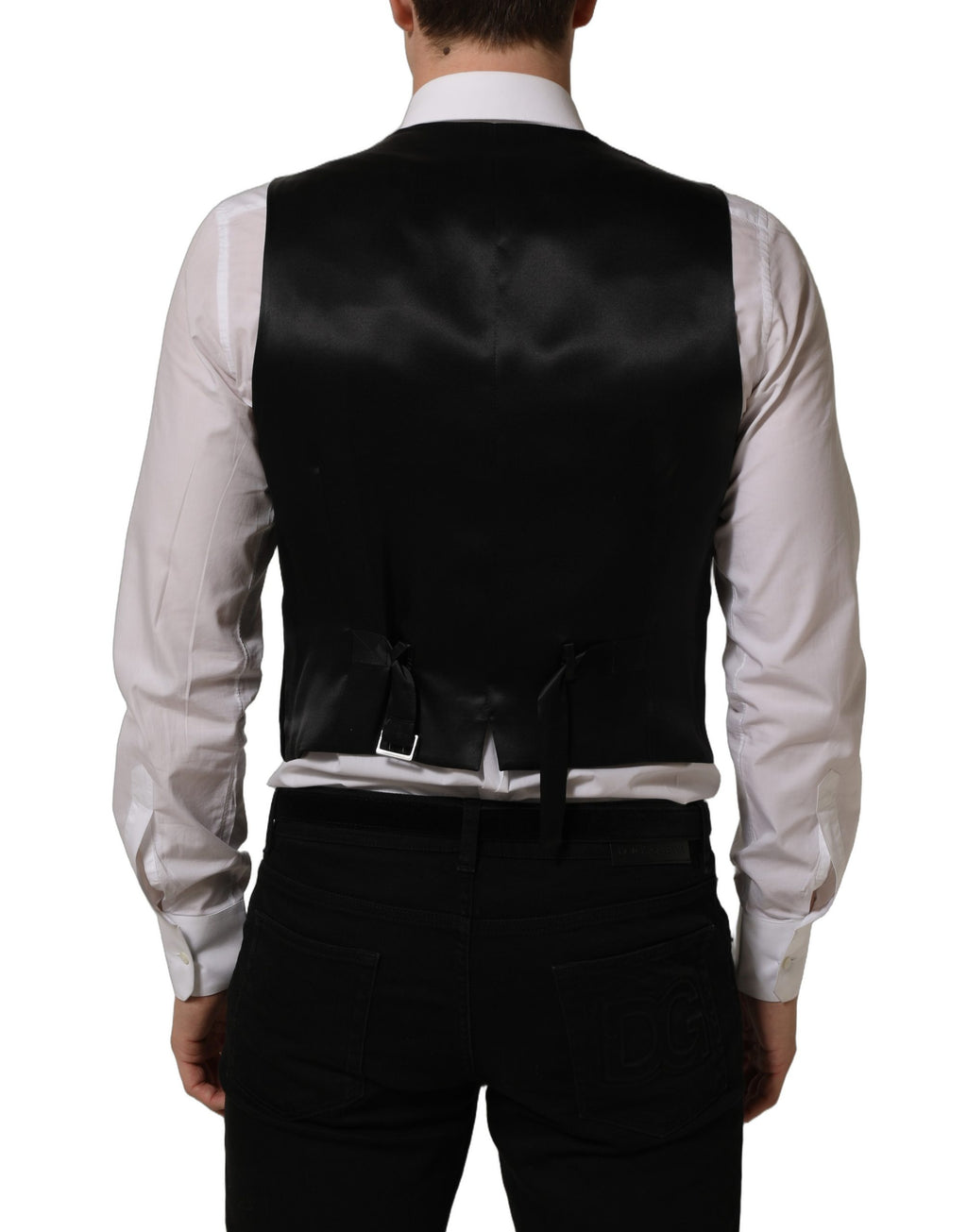 Dolce & Gabbana Black Wool Blend Waistcoat Formal Dress Vest Dolce & Gabbana