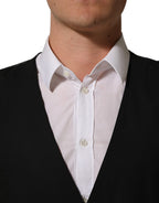 Dolce & Gabbana Black Wool Stretch Waistcoat Formal Vest Dolce & Gabbana