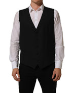 Dolce & Gabbana Black Wool Stretch Waistcoat Formal Vest Dolce & Gabbana