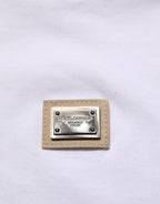 Dolce & Gabbana White Cotton Logo Plaque Crew Neck T-shirt Dolce & Gabbana