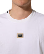 Dolce & Gabbana White Cotton Logo Plaque Crew Neck T-shirt Dolce & Gabbana