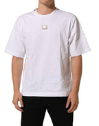 Dolce & Gabbana White Cotton Logo Plaque Crew Neck T-shirt Dolce & Gabbana