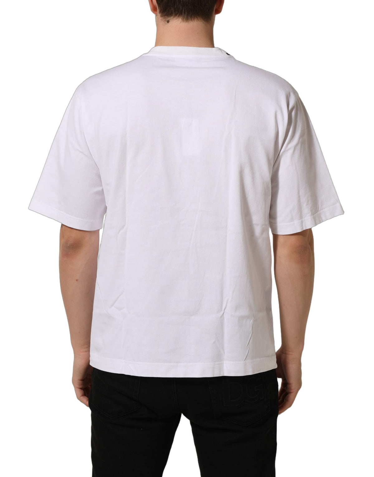 Dolce & Gabbana White Cotton Logo Plaque Crew Neck T-shirt Dolce & Gabbana