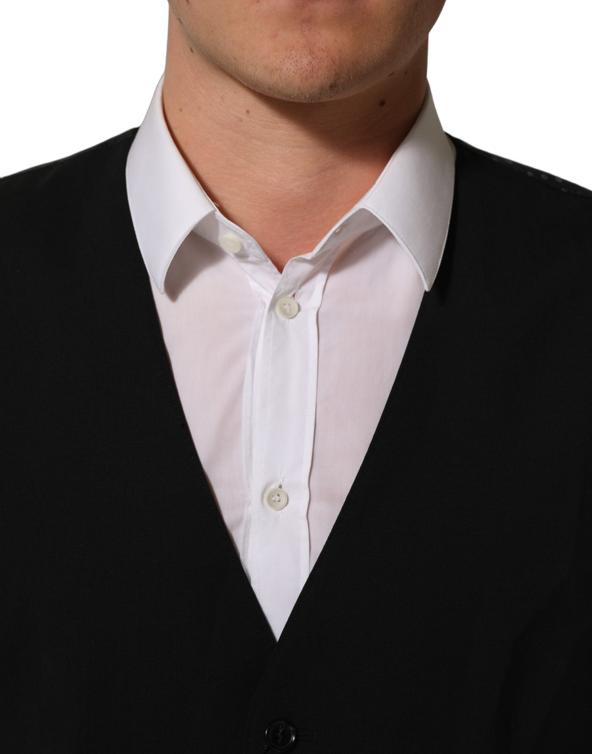 Dolce & Gabbana Black Wool Stretch Waistcoat Formal Dress Vest Dolce & Gabbana