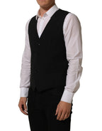 Dolce & Gabbana Black Wool Stretch Waistcoat Formal Dress Vest Dolce & Gabbana