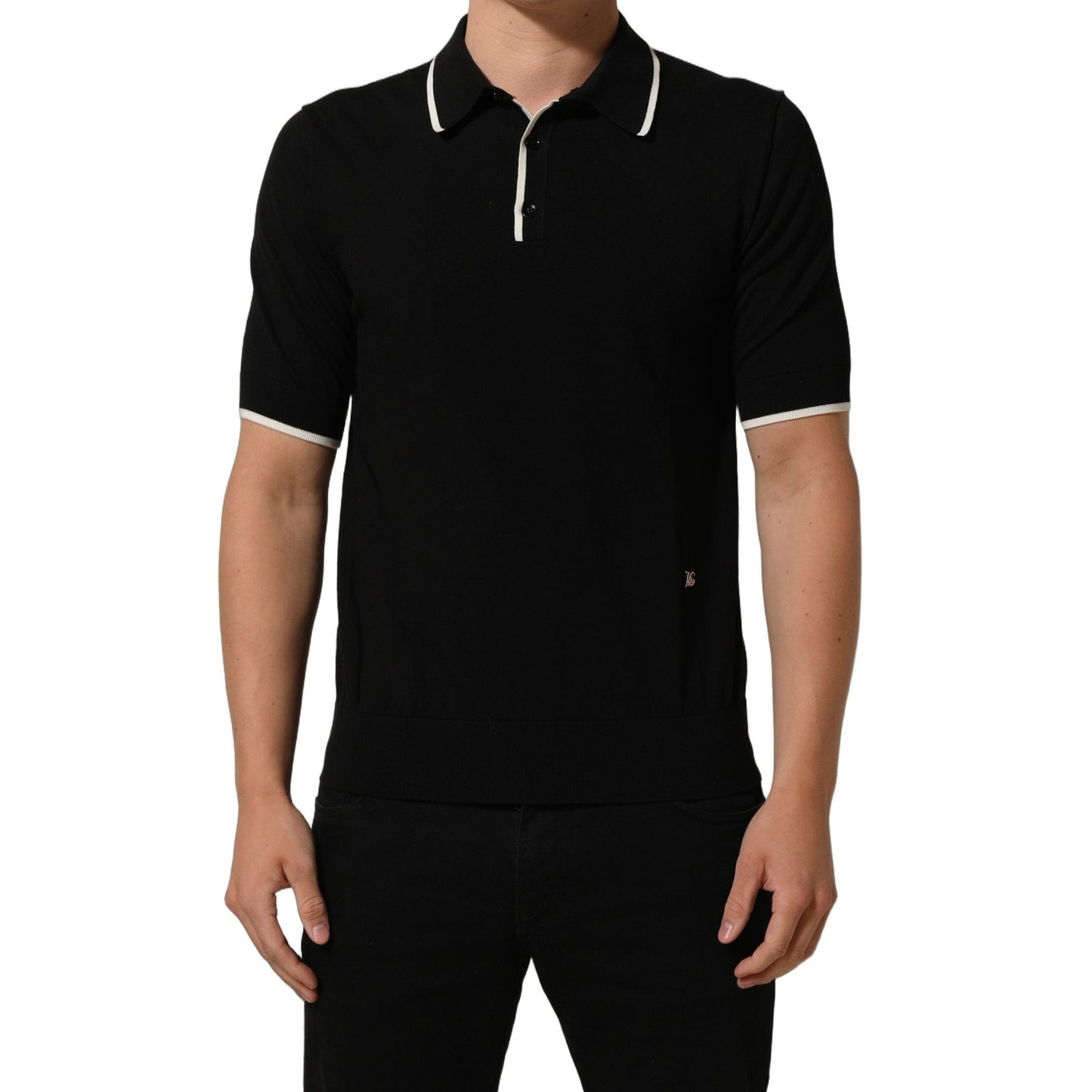 Dolce & Gabbana Black Cotton Collared Short Sleeves Men Polo T-shirt Dolce & Gabbana