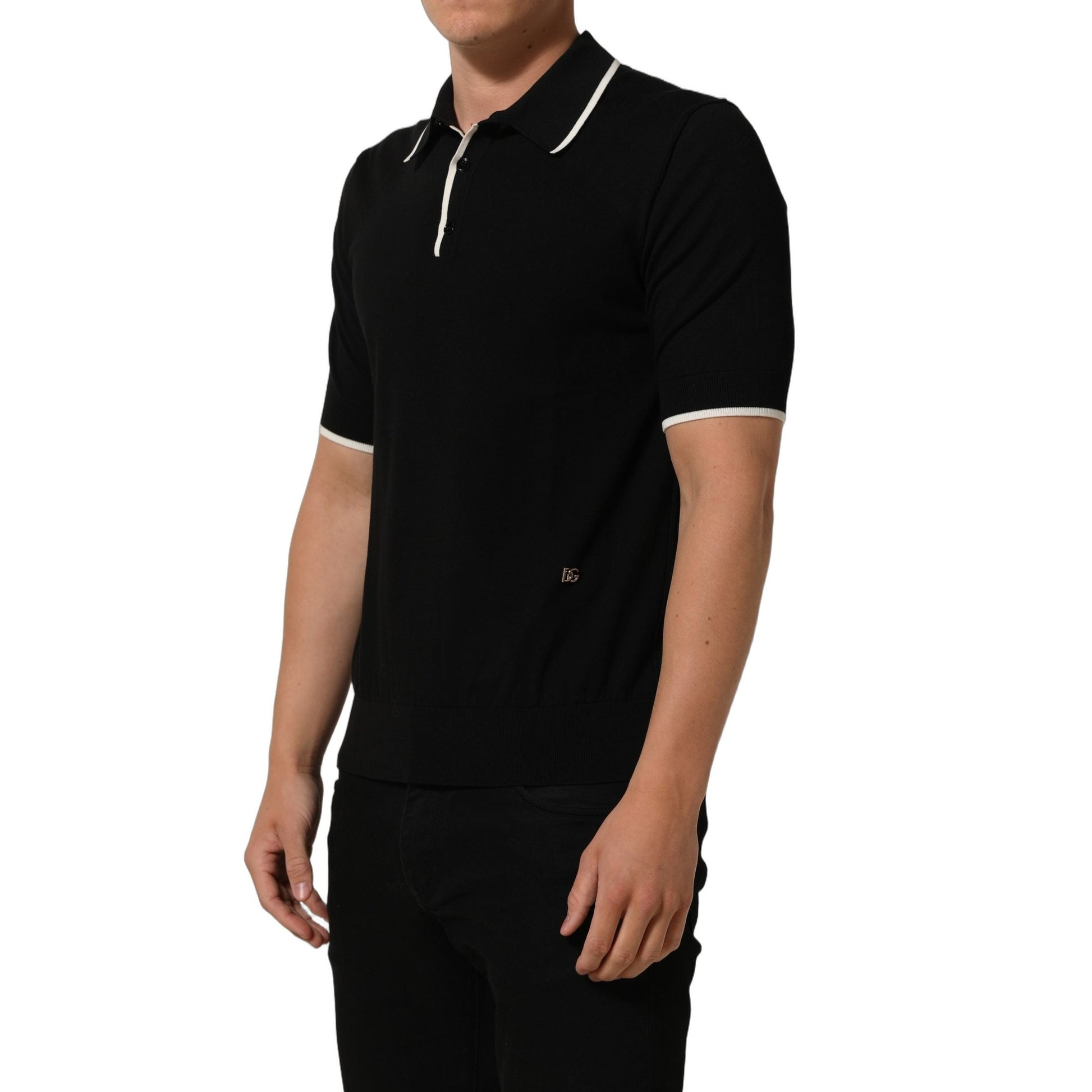 Dolce & Gabbana Black Cotton Collared Short Sleeves Men Polo T-shirt Dolce & Gabbana