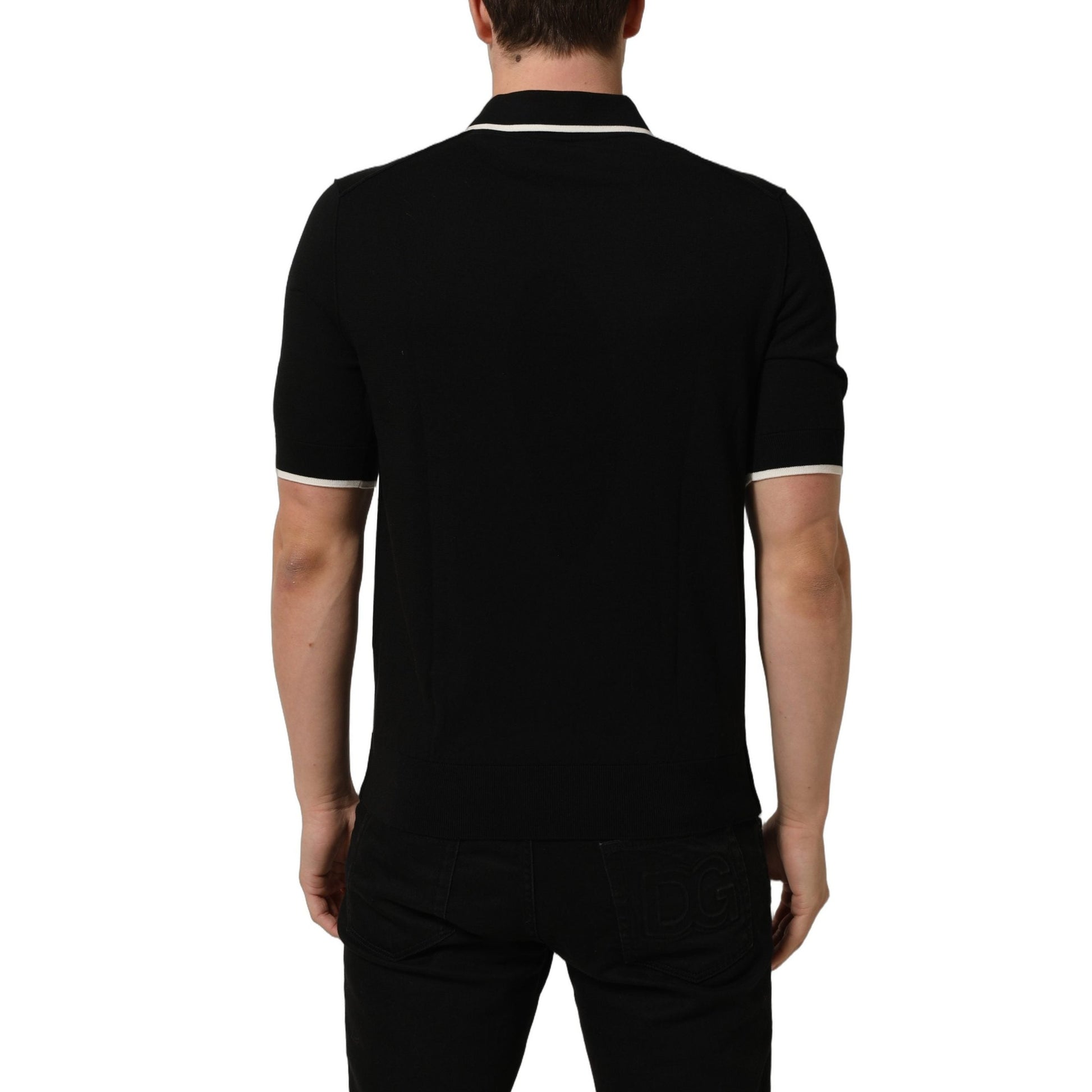 Dolce & Gabbana Black Cotton Collared Short Sleeves Men Polo T-shirt Dolce & Gabbana