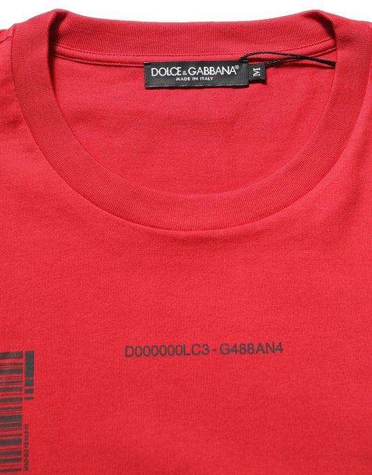 Dolce & Gabbana Red Cotton Graphic Print Crew Neck T-shirt Dolce & Gabbana