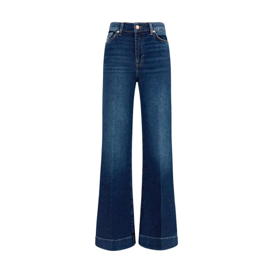 7FOR Blue Cotton Flared Jeans 7FOR