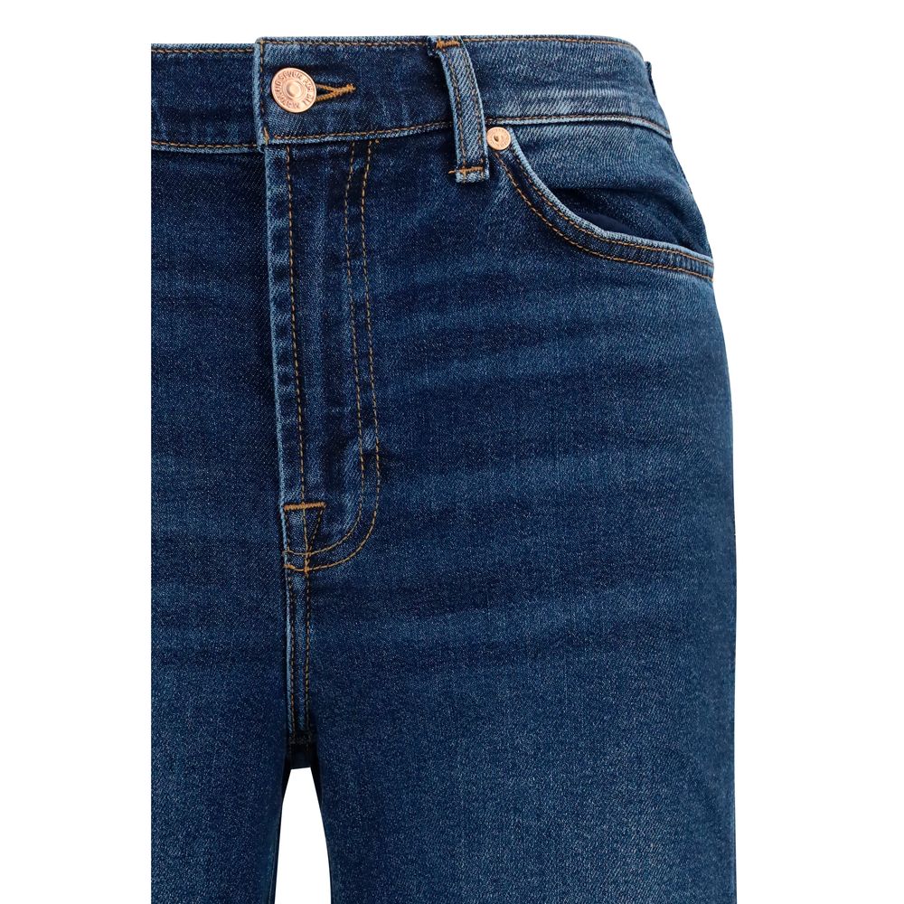 7FOR Blue Cotton Flared Jeans 7FOR