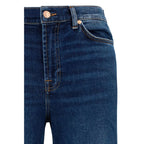 7FOR Blue Cotton Flared Jeans 7FOR
