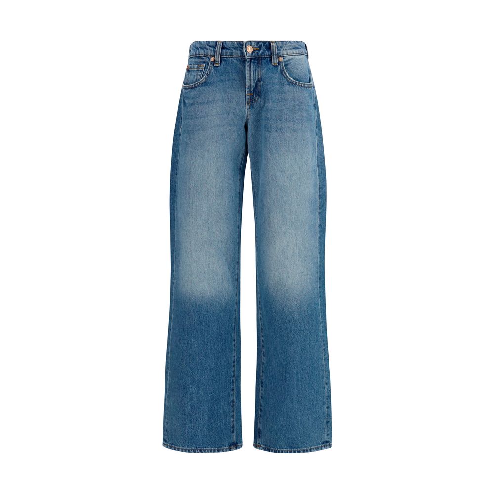 7FOR Blue Cotton Straight-Leg Jeans 7FOR
