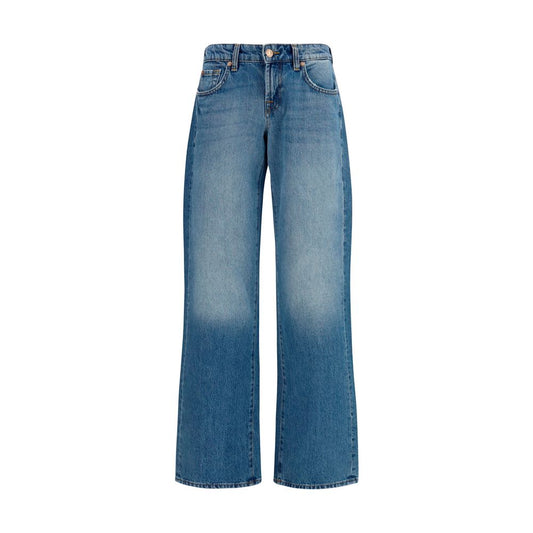 7FOR Blue Cotton Straight-Leg Jeans 7FOR