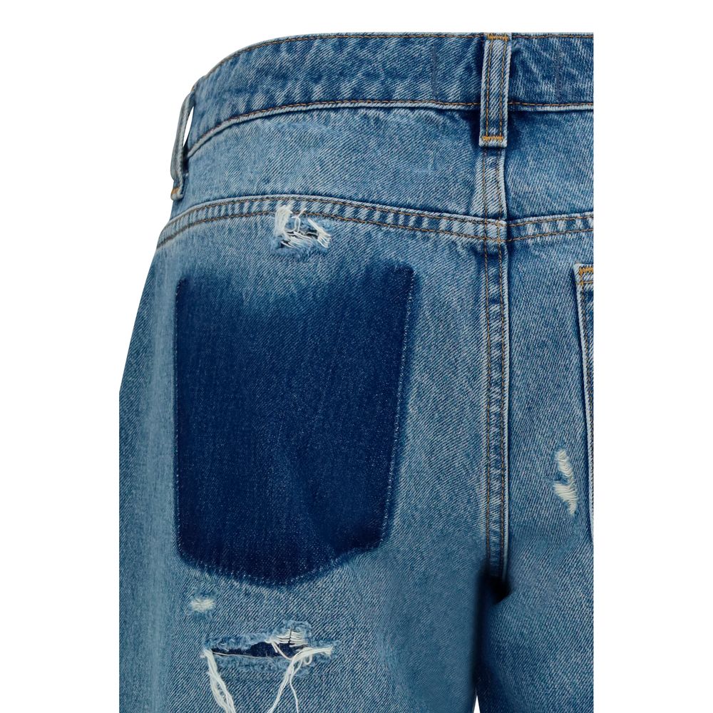 7FOR Blue Cotton Straight-Leg Jeans 7FOR