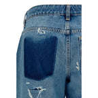 7FOR Blue Cotton Straight-Leg Jeans 7FOR