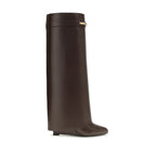 Givenchy Brown Calf Leather Bos Taurus High Heel Boots Givenchy
