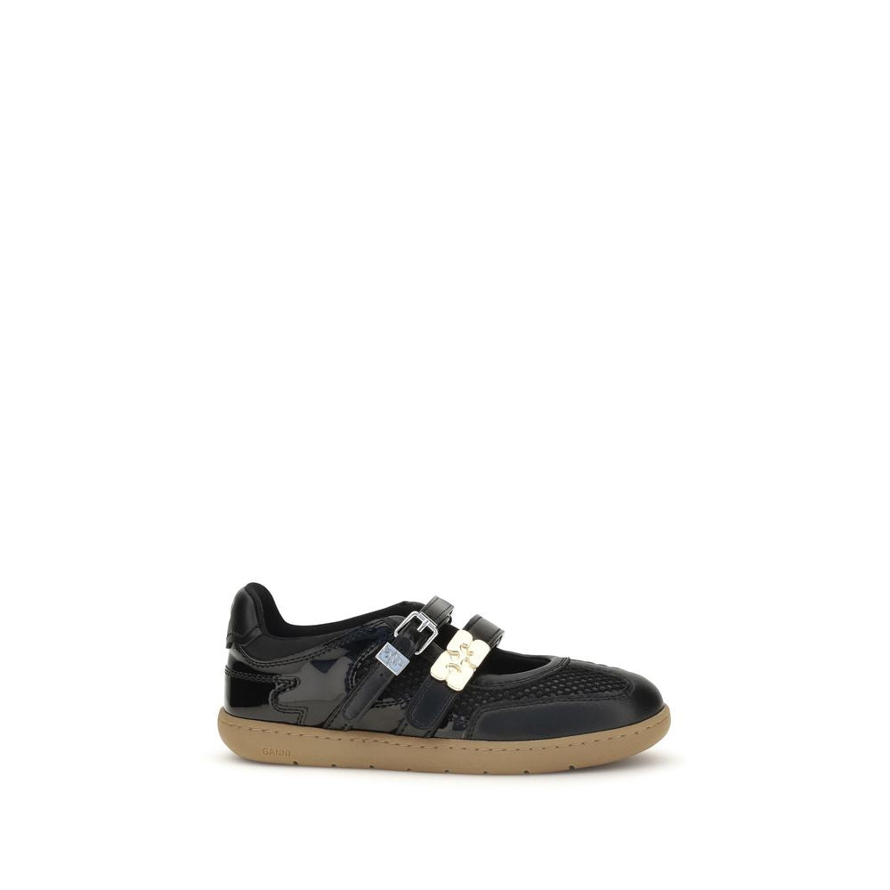Ganni Black Polyester Ballet Flats Ganni