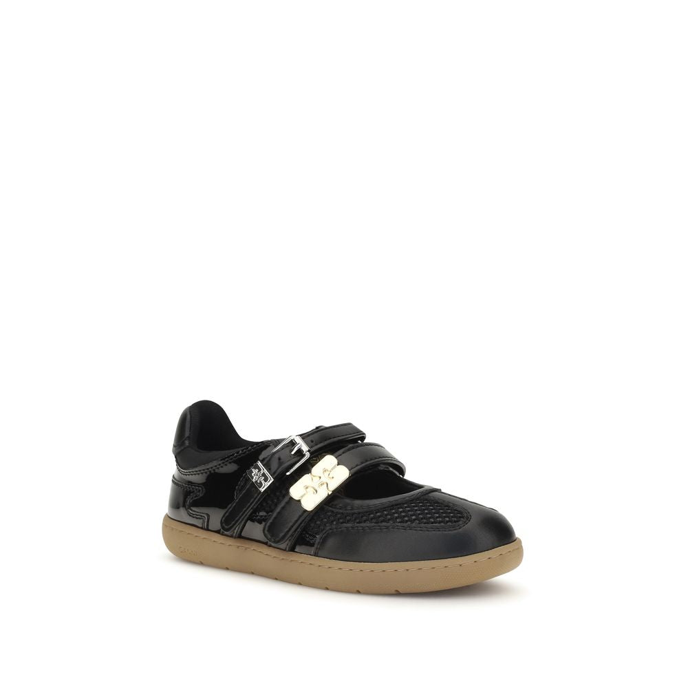 Ganni Black Polyester Ballet Flats Ganni