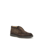 Santoni Brown Calf Leather Bos Taurus Ankle Boots Santoni