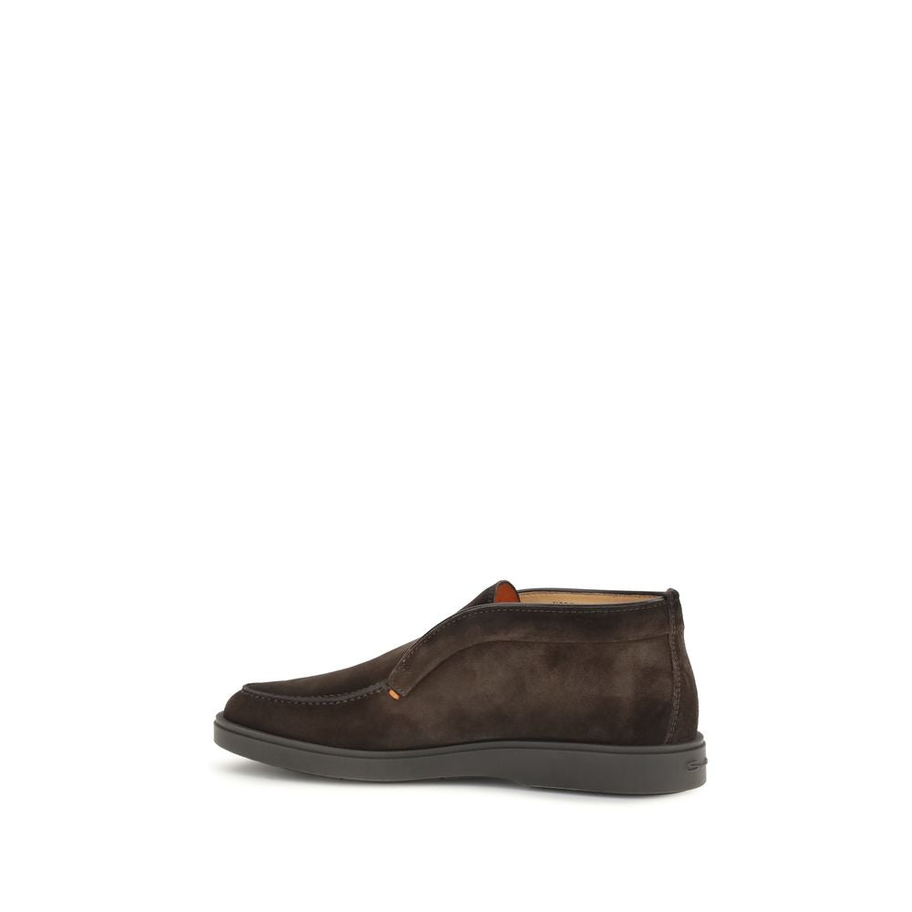 Santoni Brown Calf Leather Bos Taurus Ankle Boots Santoni