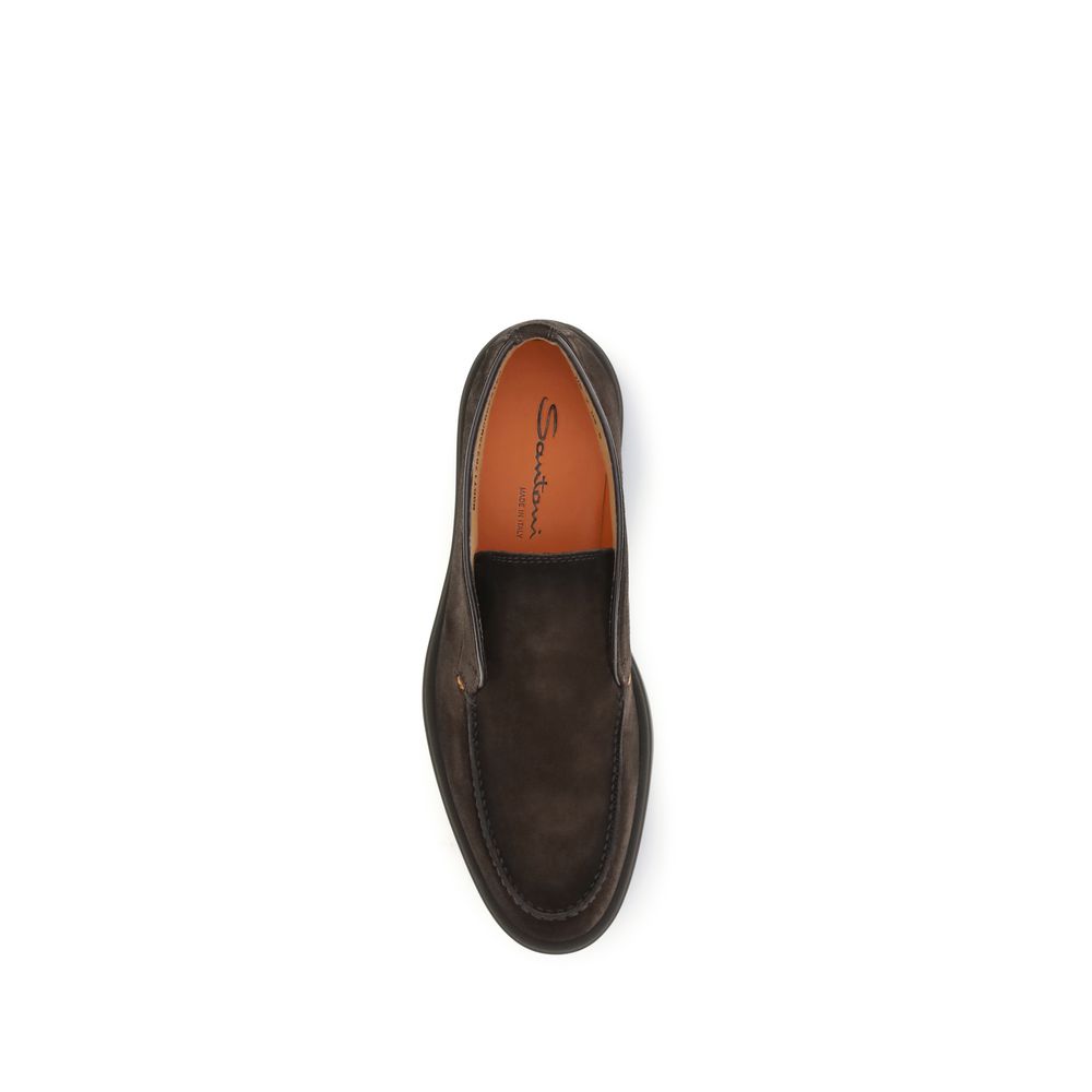 Santoni Brown Calf Leather Bos Taurus Ankle Boots Santoni