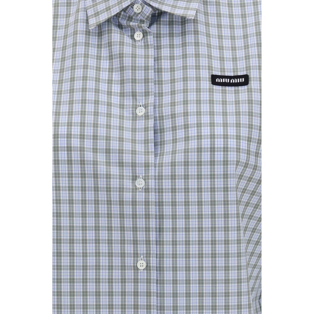 Miu Miu Blue Cotton Pattern Shirt Miu Miu