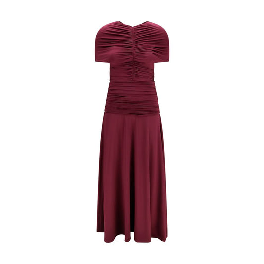 Self-Portrait Bordeaux Viscose Casual Dress Self-Portrait