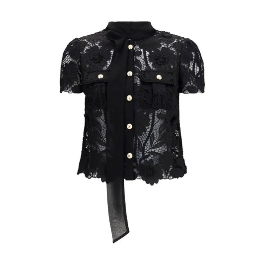 Self-Portrait Black Polyester Blouse Self-Portrait