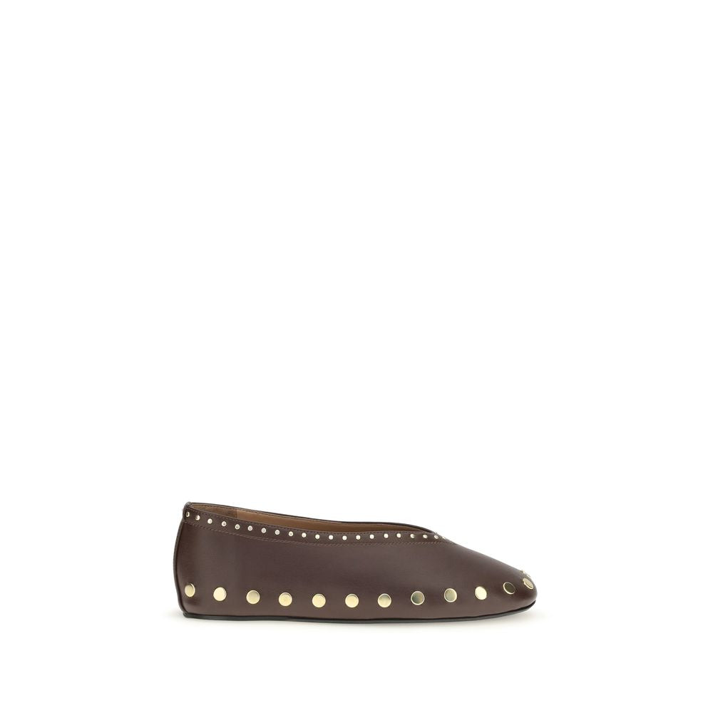 Ganni Brown Cotton Ballet Flats Ganni