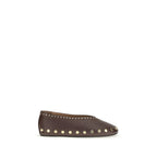 Ganni Brown Cotton Ballet Flats Ganni