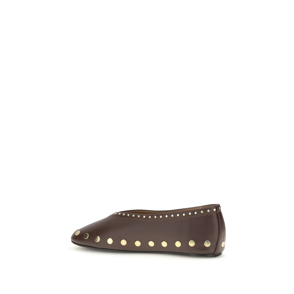 Ganni Brown Cotton Ballet Flats Ganni