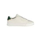 Tommy Hilfiger white polyurethane men's sneaker with sleek design and laces, stylish casual footwear for men.