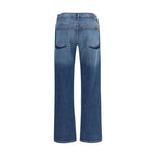 7FOR Blue Cotton Straight-Leg Jeans