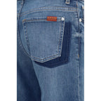 7FOR Blue Cotton Straight-Leg Jeans