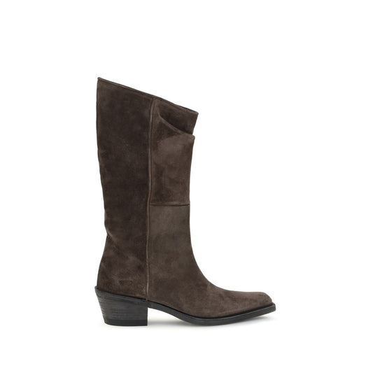 Khaite Brown Leather Ankle Boots Khaite